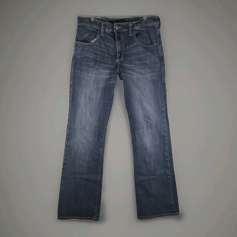 Rock & Republic Rider Men's Jeans 34x32 Bootcut Medium Wash Embroidered
